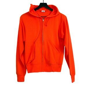 Vintage Ace Sportswear Neon Orange Thermal Lined Full Zip Hoodie - Mens 34/36 S